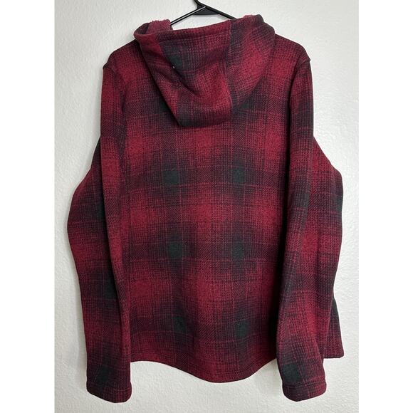 The North Face Sweatshirt Women Xtra Large Red Back Hoodie Flannel Buffalo Plaid - Picture 2 of 12